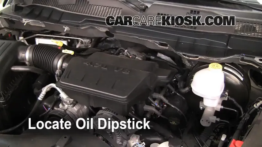 2011 Ram 1500 SLT 4.7L V8 FlexFuel Crew Cab Pickup Aceite Controlar nivel de aceite